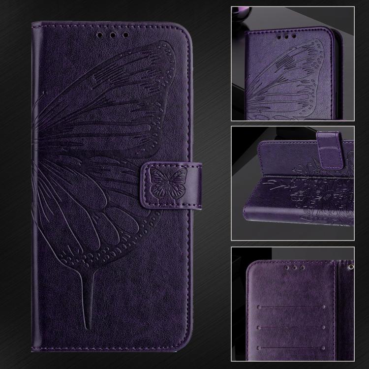 Funda de piel con diseño de mariposa en relieve para Infinix Smart 10 4G / Tecno Pop 10 (morado oscuro)