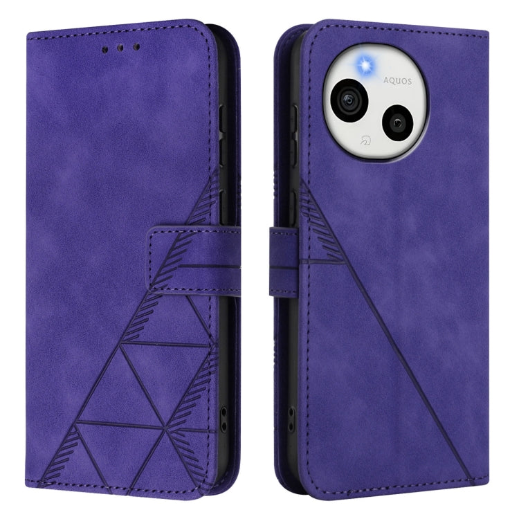 Funda de Cuero con Tapa y Relieve 3D para Sharp Aquos Sense9 Plus (Morado)