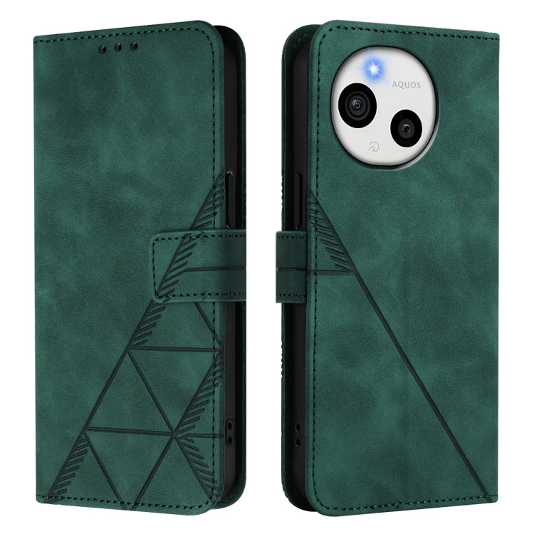 Funda de Cuero con Tapa y Relieve 3D para Sharp Aquos Sense9 (Verde)