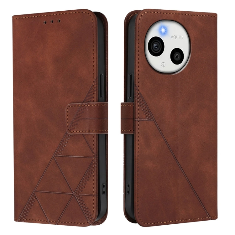 Funda de Cuero con Tapa y Relieve 3D para Sharp Aquos Sense9 (Marrón)