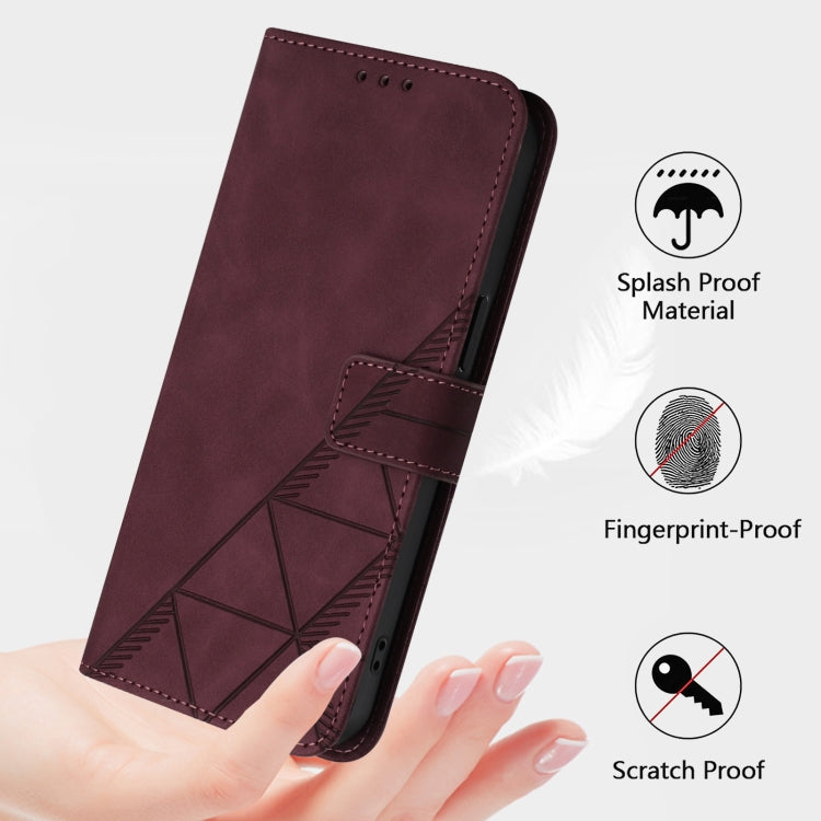 Funda de Cuero Nxtpaper con Tapa y Relieve 3D para TCL 50 Pro (Rojo Vino)