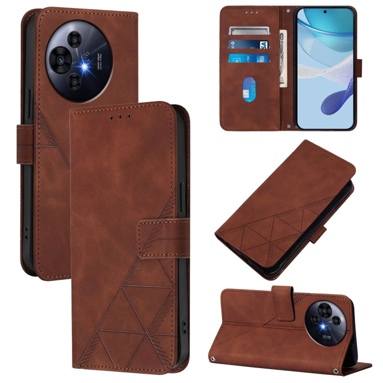 Funda de Cuero con Tapa y Relieve 3D Nxtpaper para Teléfono TCL 50 Pro (Marrón)