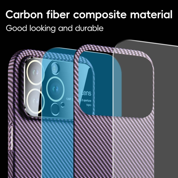 Funda para Teléfono iPhone 15 Fibra de Carbono a Prueba de Golpes con Ventana Grande (Verde Morado) - MOVILSTORE