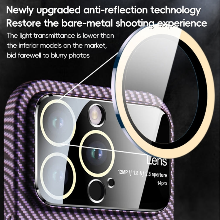 Funda para Teléfono iPhone 15 Fibra de Carbono a Prueba de Golpes con Ventana Grande (Verde Morado) - MOVILSTORE