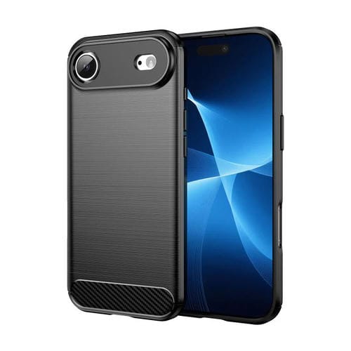 Funda de TPU de fibra de carbono con textura cepillada para iPhone 17 (negra)