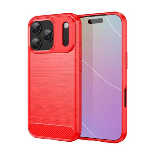 Funda de TPU de fibra de carbono con textura cepillada para iPhone 17 Pro (roja)