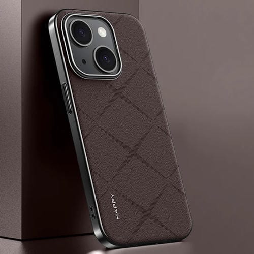 Funda para iPhone 15 Cuero Liso para PC (Marrón) - MOVILSTORE