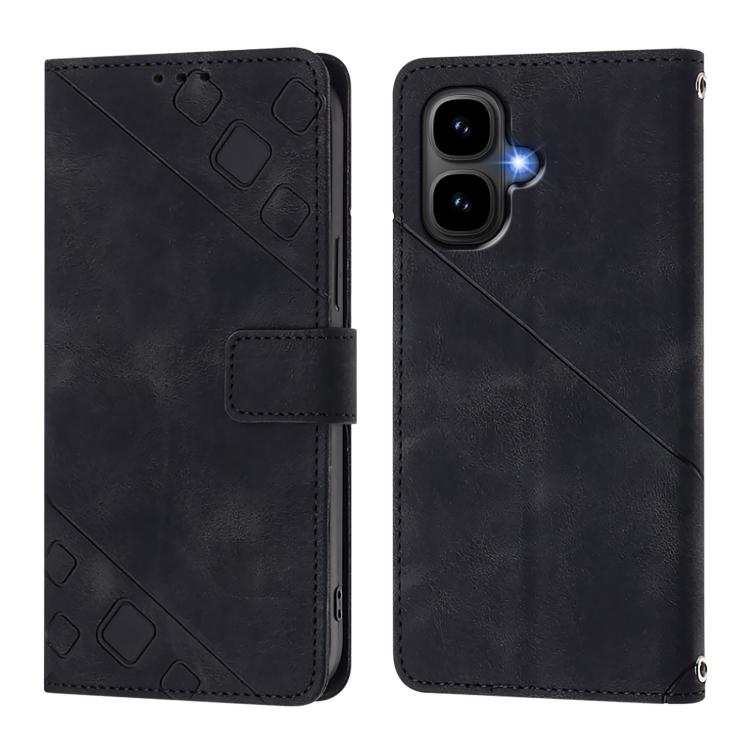 Funda de cuero con relieve para Infinix Smart 10 4G / Tecno Pop 10 (negra)