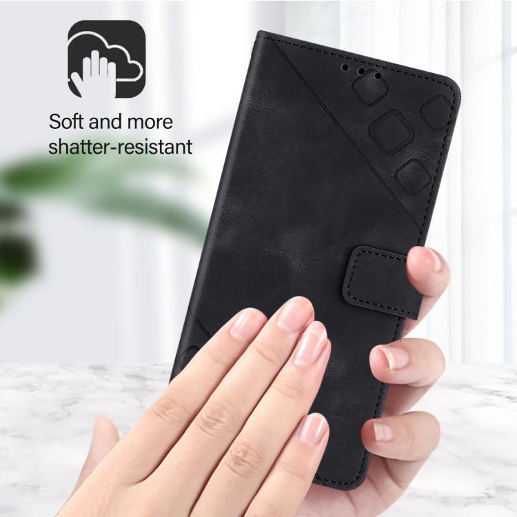 Funda de cuero con relieve para Infinix Smart 10 4G / Tecno Pop 10 (negra)