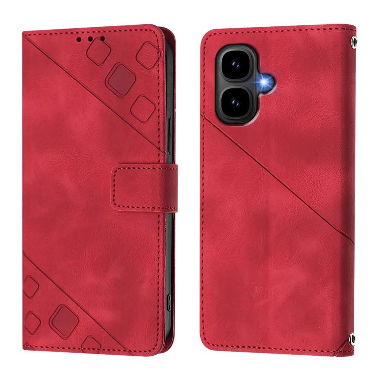 Funda de piel con relieve para Infinix Smart 10 4G / Tecno Pop 10 (roja)