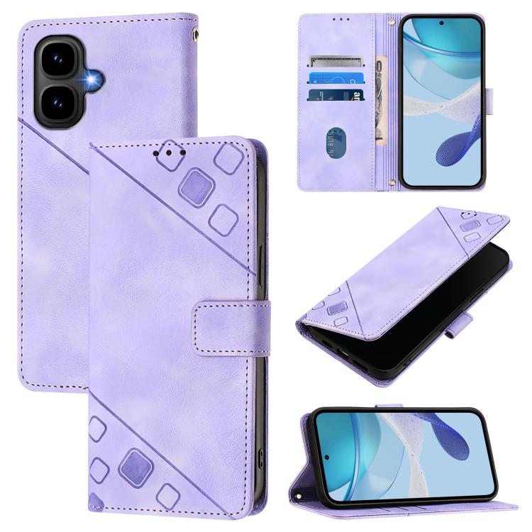 Funda de piel con relieve para Infinix Smart 10 4G / Tecno Pop 10 (morado claro)