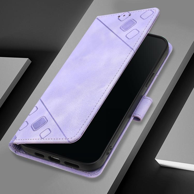 Funda de piel con relieve para Infinix Smart 10 4G / Tecno Pop 10 (morado claro)