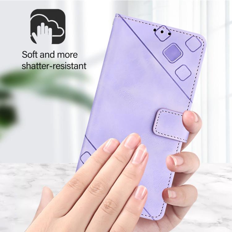 Funda de piel con relieve para Infinix Smart 10 4G / Tecno Pop 10 (morado claro)
