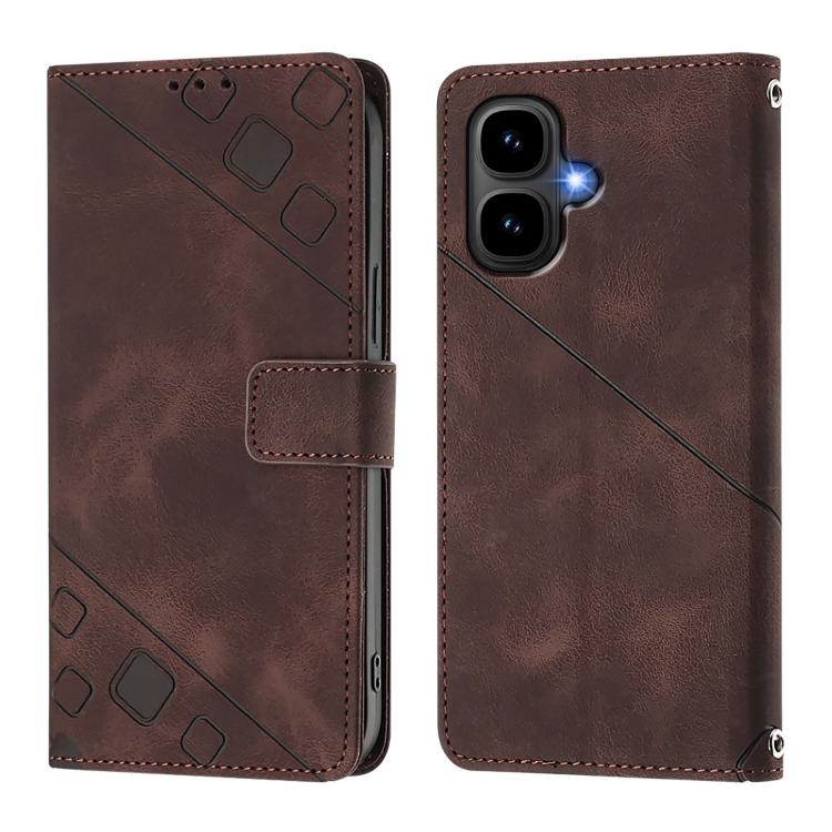 Funda de cuero con relieve para Infinix Smart 10 4G / Tecno Pop 10 (marrón)