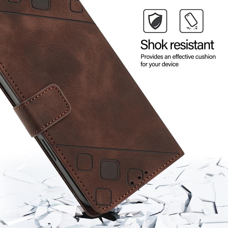 Funda de cuero con relieve para Infinix Smart 10 4G / Tecno Pop 10 (marrón)