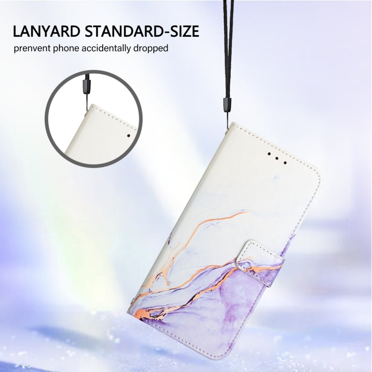 Funda de Cuero con Tapa para Sharp Aquos R9 Pro Sh-54E Pt003 con Diseño Mármol (Blanco y Morado)
