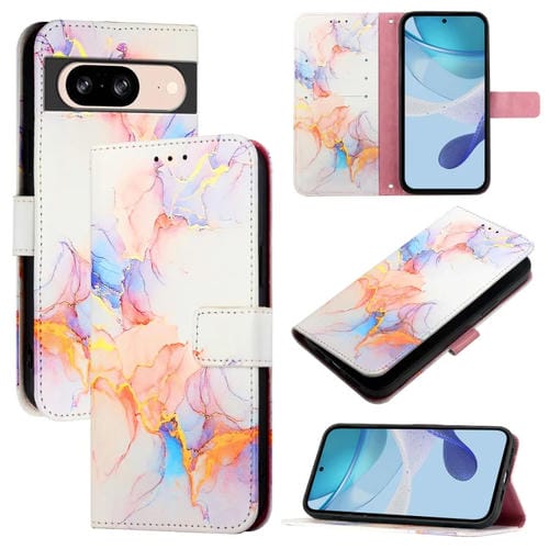 Funda de Cuero con Tapa para Google Pixel 8 Pt003 Diseño Mármol (Galaxy Marble White)