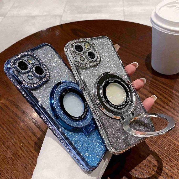 Estuche para Teléfono Magsafe iPhone 15 con Soporte Chapado en Diamantes con Brillo Degradado (Dorado) - MOVILSTORE