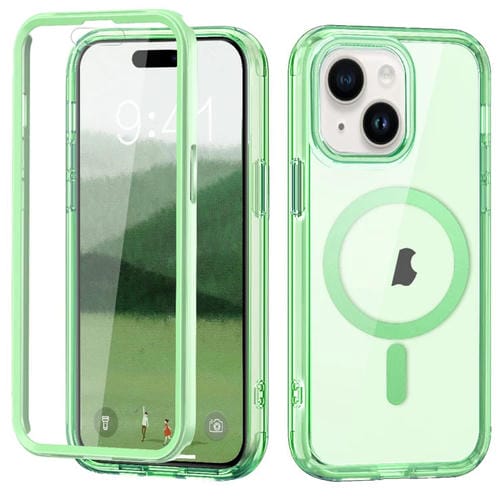 Funda 2 En 1 para iPhone 15 PC + TPU Magnética Colorida (Verde) - MOVILSTORE