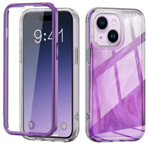 Funda para Teléfono iPhone 15 2 En 1 Imd Gradient Feather PC y TPU (Púrpura) - MOVILSTORE