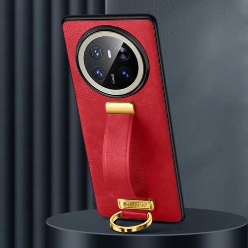 Funda híbrida de piel para Huawei Mate 70 Sulada con textura a prueba de golpes (Rojo)