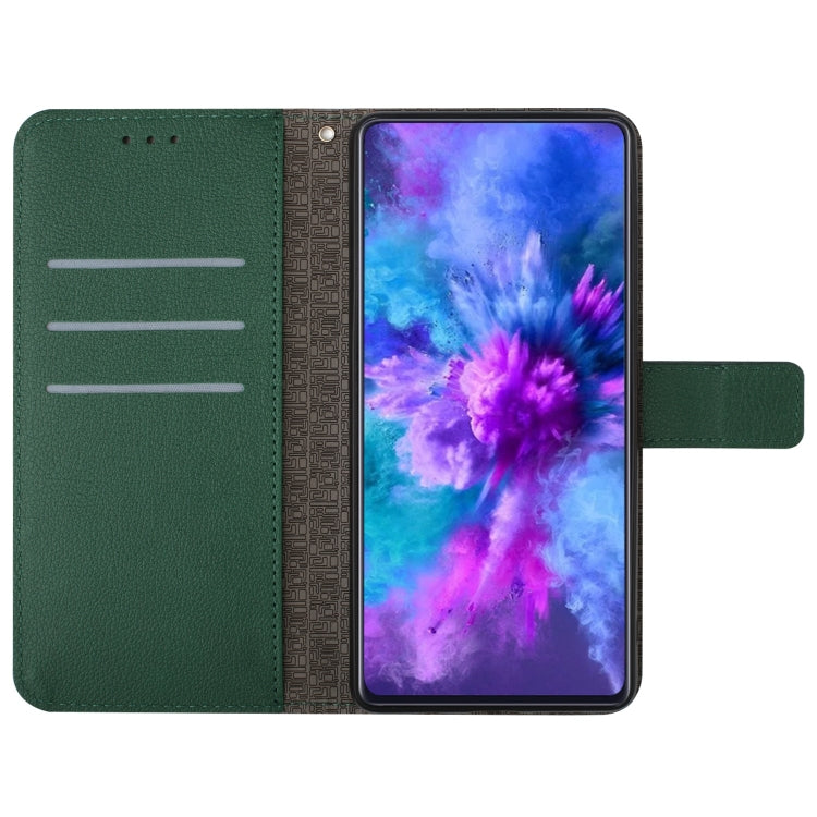 Funda de Cuero para Sharp Aquos Sense9 con Textura de Cuadrícula Rómbica (Verde)