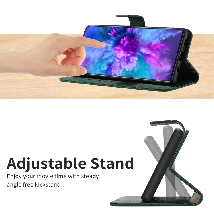 Funda de Cuero para Sharp Aquos Sense9 con Textura de Cuadrícula Rómbica (Verde)