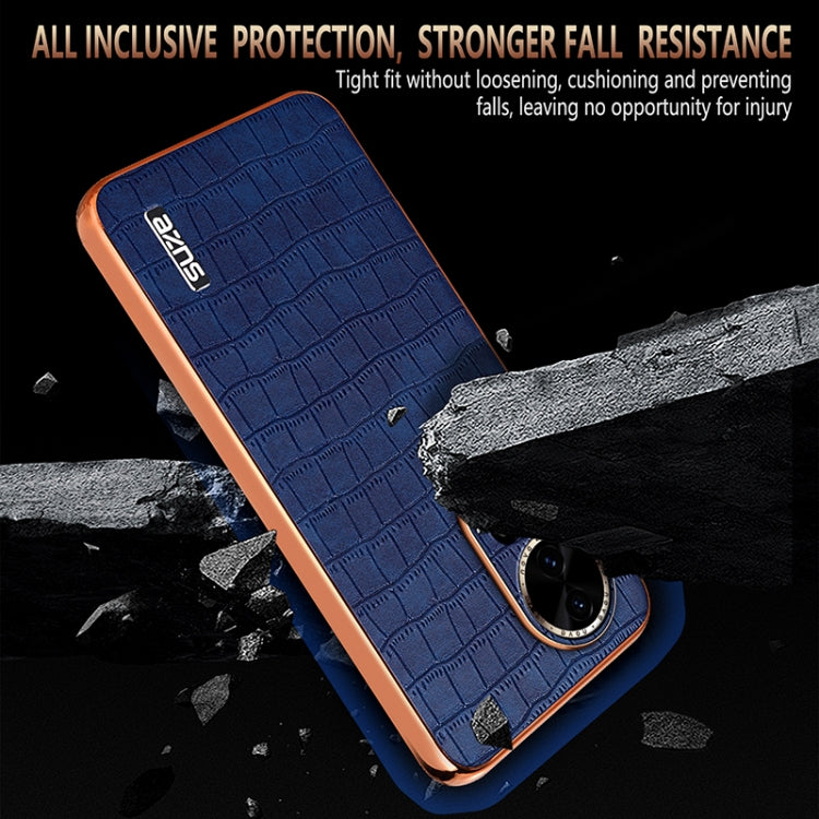 Funda para Teléfono Azns con Textura de Cocodrilo y Marco Galvanizado para Huawei Nova 13/Nova 12 (Marrón)