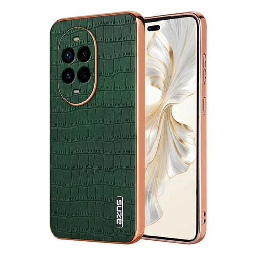 Funda para Teléfono Azns Huawei Nova 13 Pro Textura de Cocodrilo Marco Galvanizado (Verde)