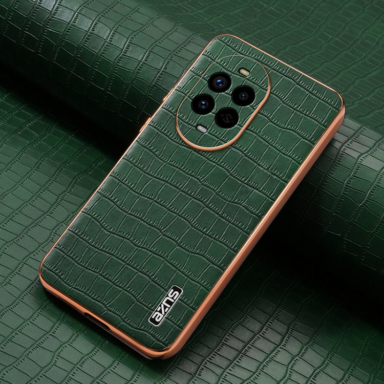 Funda para Teléfono Azns Huawei Nova 13 Pro Textura de Cocodrilo Marco Galvanizado (Verde)