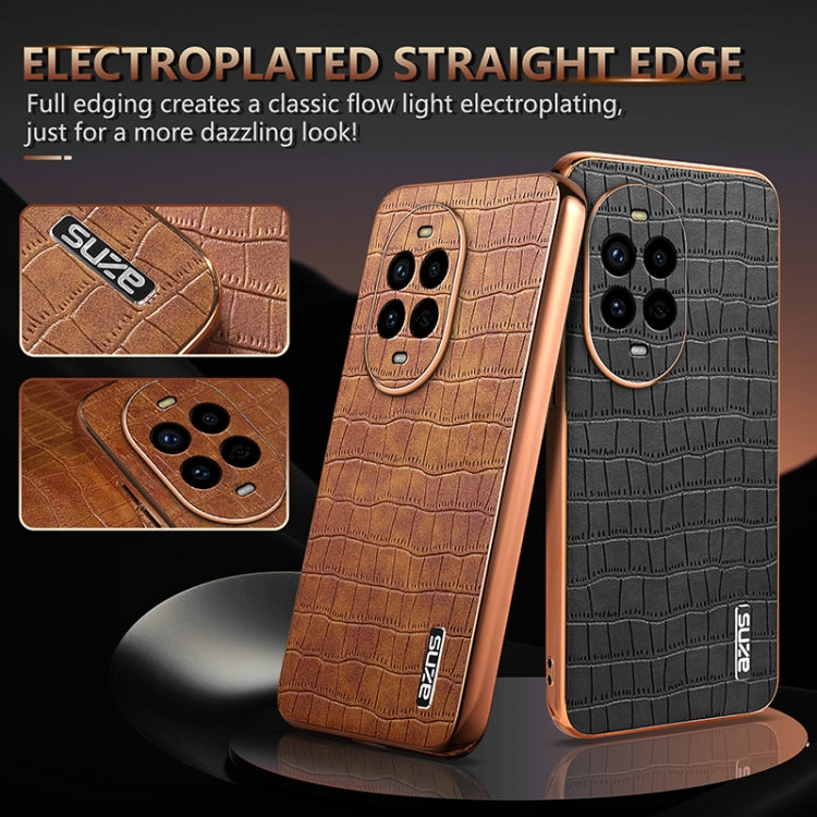 Funda para Teléfono Azns Huawei Nova 13 Pro Textura de Cocodrilo Marco Galvanizado (Verde)