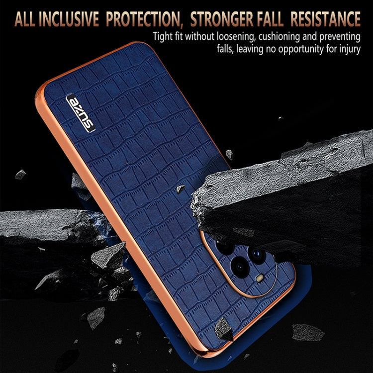 Funda para Teléfono Azns Huawei Nova 13 Pro Textura de Cocodrilo Marco Galvanizado (Verde)