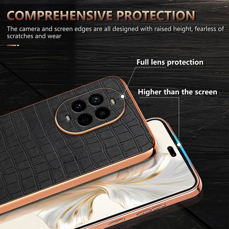 Funda para Teléfono Azns Huawei Nova 13 Pro Textura de Cocodrilo Marco Galvanizado (Verde)