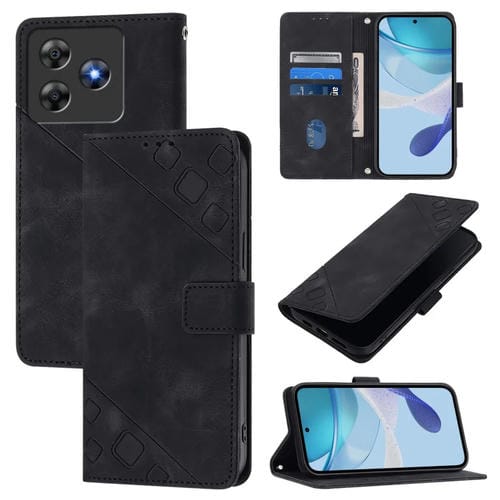 Funda de Cuero con Relieve para Teléfono BlackView Wave 8C (Negro)