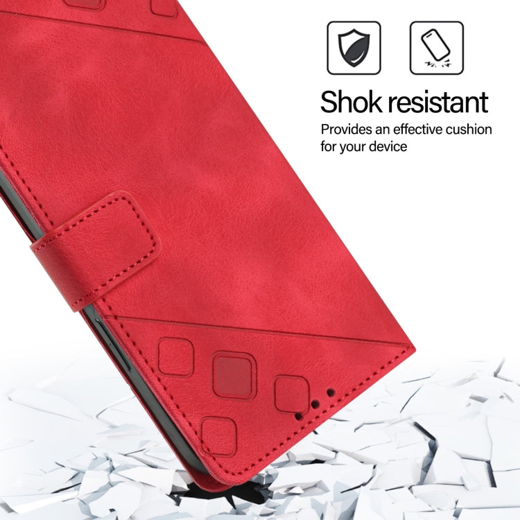 Funda de Cuero con Relieve para Teléfono BlackView Wave 8C (Rojo)