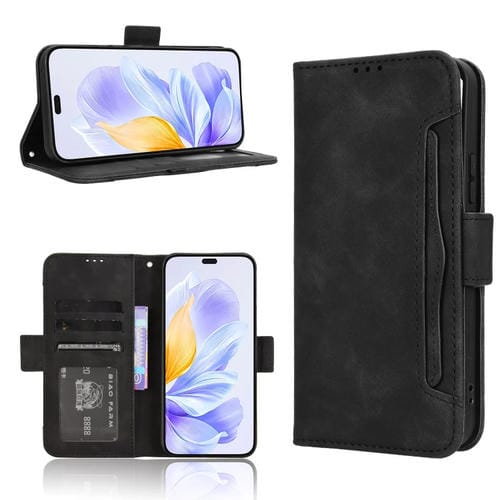 Funda de Piel con Textura de Becerro y Ranuras para Tarjetas para Honor X60I 5G (Negra)