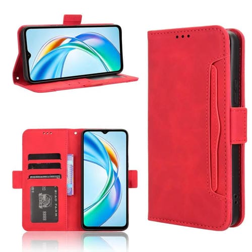 Funda de Piel Textura de Becerro con Ranuras para Tarjetas para Honor X5B 4G (Roja)