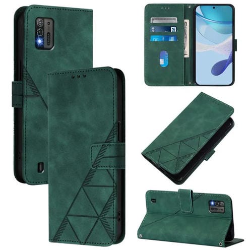 Funda de cuero con tapa y relieve 3D para ZTE Blade A52 Lite (Verde)