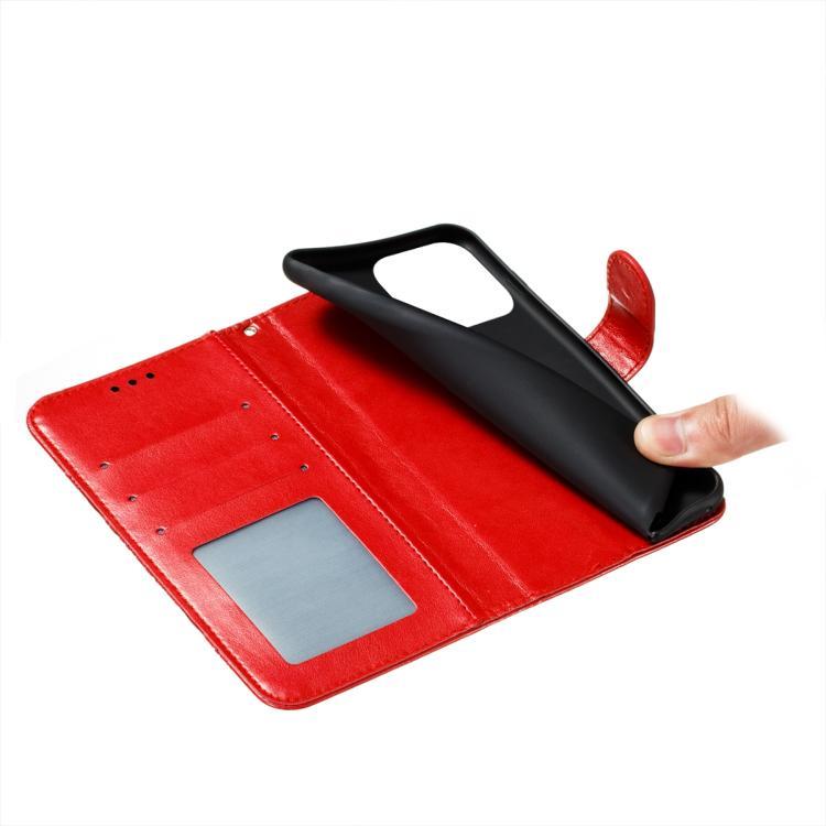 Funda de cuero con estampado de mandala solar para Redmi A5 4G (173,3 mm, rojo)