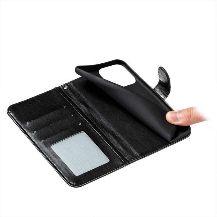 Funda de cuero con estampado de mandala solar para Redmi A5 4G (171,7 mm) / Poco C71 4G (negro)