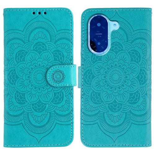 Funda de cuero con estampado de mandala solar para Redmi A5 4G (171,7 mm) / Poco C71 4G (azul)
