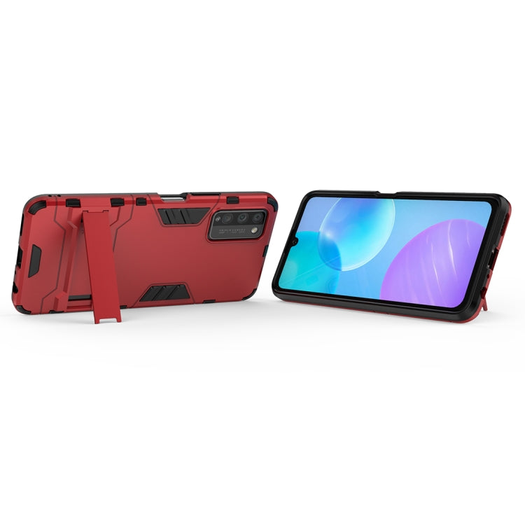 Para Huawei Honor 30 Lite PC + TPU Funda protectora a prueba de golpes con soporte invisible (rojo)