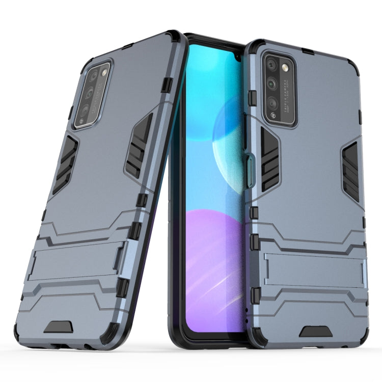 Para Huawei Honor 30 Lite PC + TPU Funda protectora a prueba de golpes con soporte invisible (Azul marino)