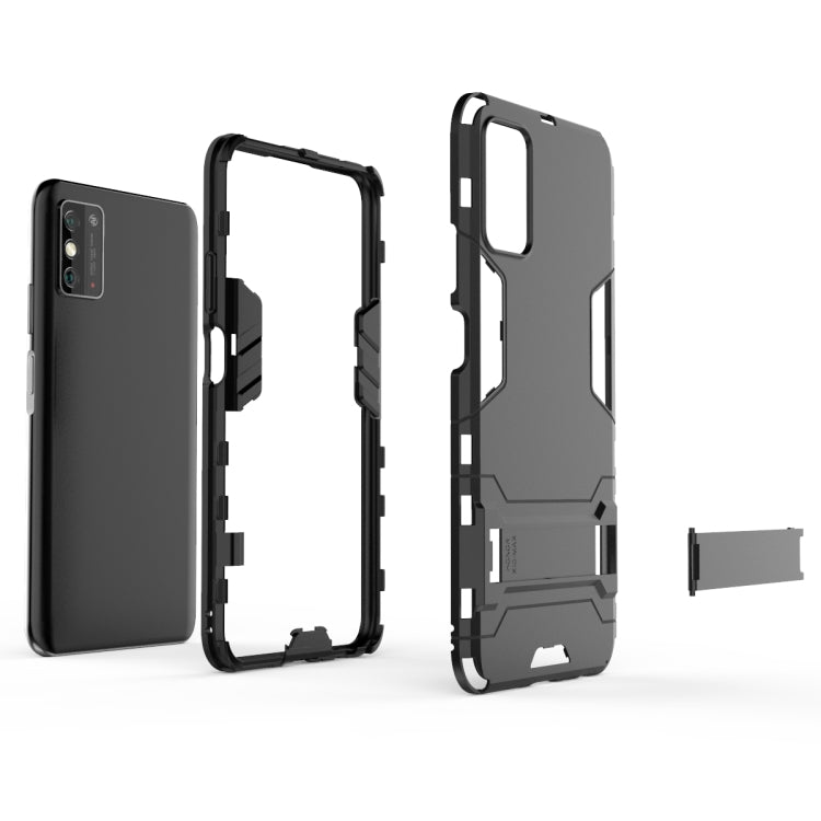 Para Huawei Honor X10 Max PC + TPU Funda protectora a prueba de golpes con soporte invisible (Negro)