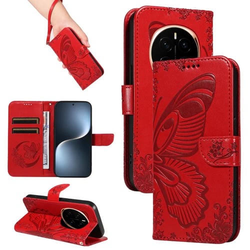 Funda de Cuero con Relieve de Mariposa para Honor Magic7 (Roja)