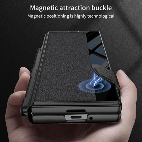 Funda plegable GKK con ranura para bolígrafo (no incluye bolígrafo) para Samsung Galaxy Z Fold7 5G (plateada)