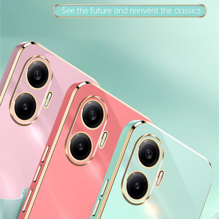 Funda de TPU con borde recto 6D galvanizado y soporte para anillo para Redmi Turbo 4 Pro (blanca)