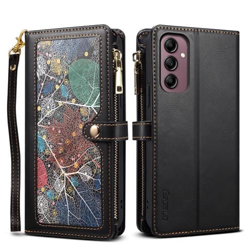Funda de cuero RFID con cremallera y cordón para Samsung Galaxy S25 FE 5G ESEBLE Star Series (negro)