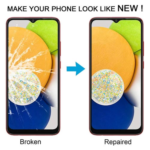 Glaslinse Frontbildschirm Samsung Galaxy A03 SM-A035F mit OCA-Klebstoff (10 Stück)