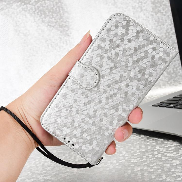 Funda de Cuero con Textura de Puntos Panal para Oukitel C58 y C58 Pro (Plateada)